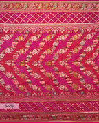 RANI PINK TINCHOI MEENAKARI BANDHEJ BANARASI HANDWOVEN GEORGETTE SAREE
