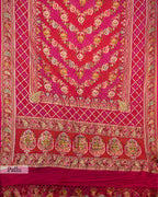 RANI PINK TINCHOI MEENAKARI BANDHEJ BANARASI HANDWOVEN GEORGETTE SAREE