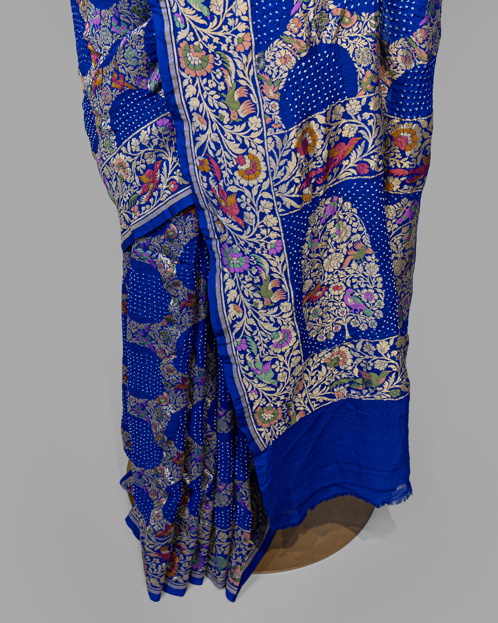 ROYAL BLUE MEENAKARI BANDHEJ BANARASI HANDWOVEN GEORGETTE SAREE