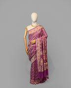 DUSTY MAUVE MEENAKARI BANDHEJ BANARASI HANDWOVEN GEORGETTE SAREE