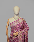 DUSTY MAUVE MEENAKARI BANDHEJ BANARASI HANDWOVEN GEORGETTE SAREE