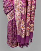 DUSTY MAUVE MEENAKARI BANDHEJ BANARASI HANDWOVEN GEORGETTE SAREE