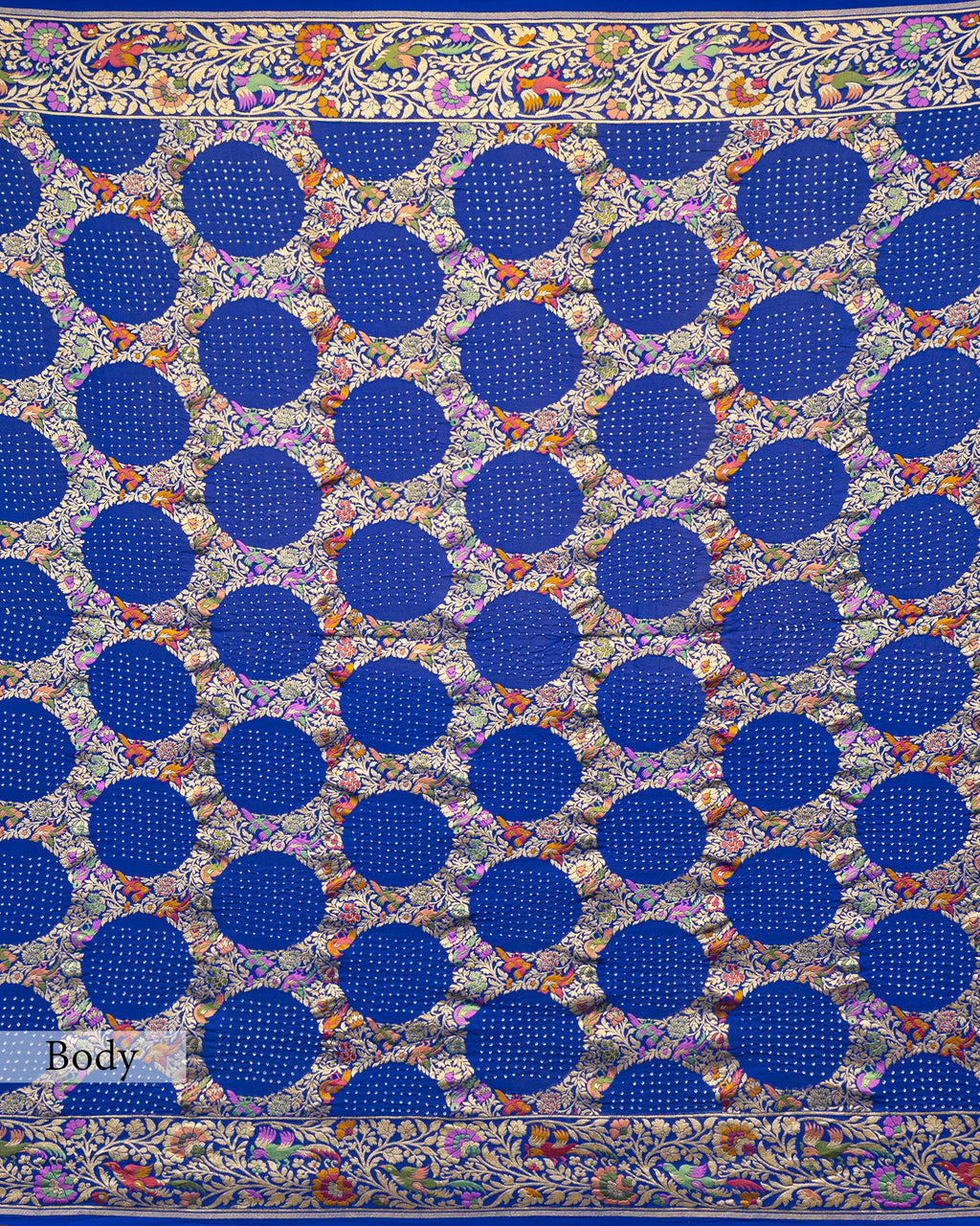 ROYAL BLUE MEENAKARI BANDHEJ BANARASI HANDWOVEN GEORGETTE SAREE
