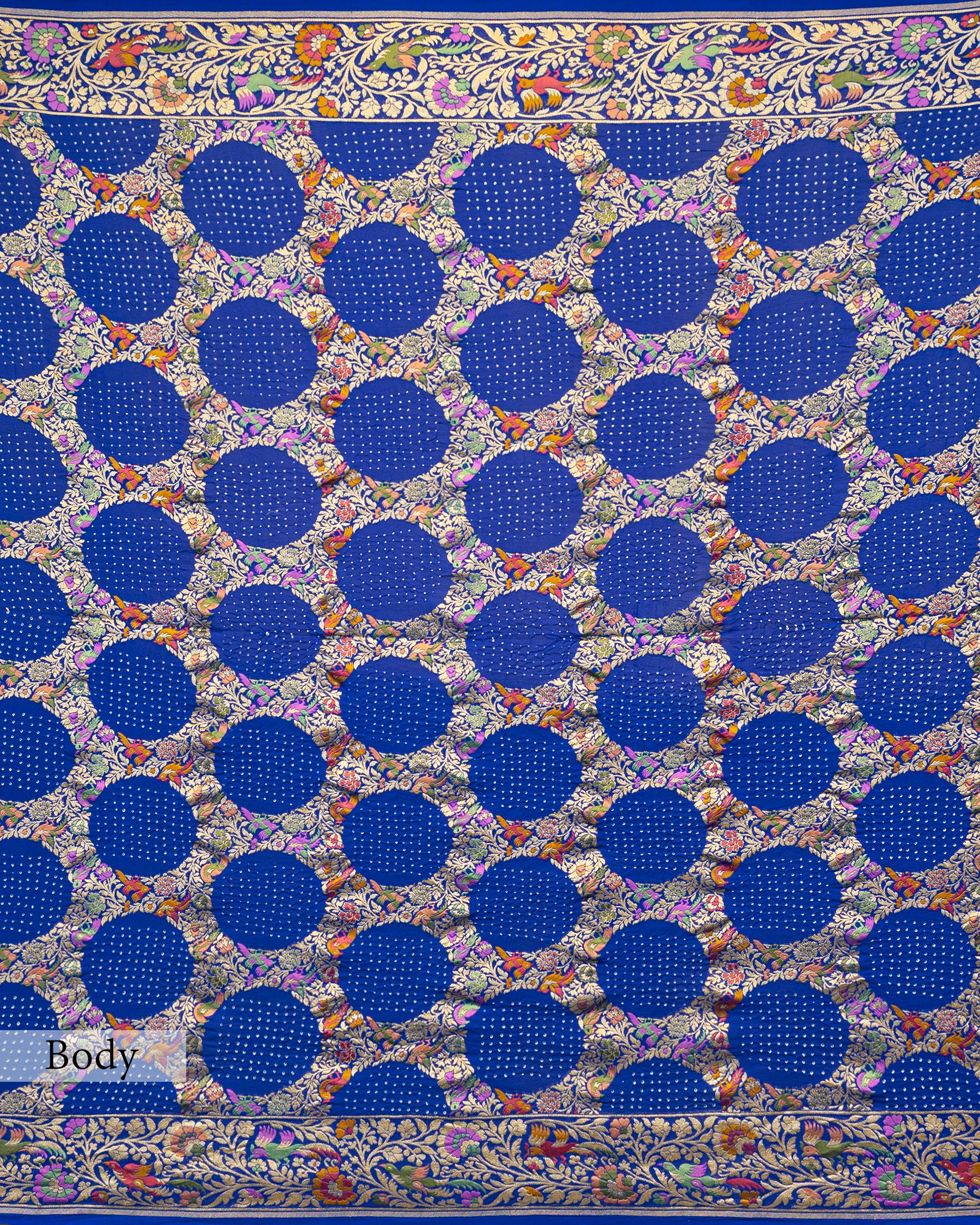 ROYAL BLUE MEENAKARI BANDHEJ BANARASI HANDWOVEN GEORGETTE SAREE