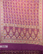 DUSTY MAUVE MEENAKARI BANDHEJ BANARASI HANDWOVEN GEORGETTE SAREE