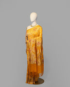 MUSTARD MEENAKARI BANDHEJ BANARASI HANDWOVEN GEORGETTE SAREE