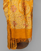 MUSTARD MEENAKARI BANDHEJ BANARASI HANDWOVEN GEORGETTE SAREE