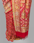 RED MEENAKARI BANDHEJ BANARASI HANDWOVEN GEORGETTE SAREE