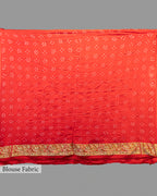 RED MEENAKARI BANDHEJ BANARASI HANDWOVEN GEORGETTE SAREE