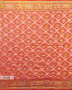 RED MEENAKARI BANDHEJ BANARASI HANDWOVEN GEORGETTE SAREE