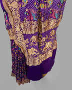 PURPLE SHIKARGAH BANDHEJ BANARASI HANDWOVEN GEORGETTE SAREE