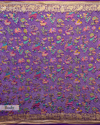 PURPLE SHIKARGAH BANDHEJ BANARASI HANDWOVEN GEORGETTE SAREE
