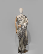 SILVER OXIDISED SOFT TISSUE KANJEEVARAM SAREE