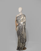 SILVER OXIDISED SOFT TISSUE KANJEEVARAM SAREE