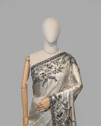 SILVER OXIDISED SOFT TISSUE KANJEEVARAM SAREE