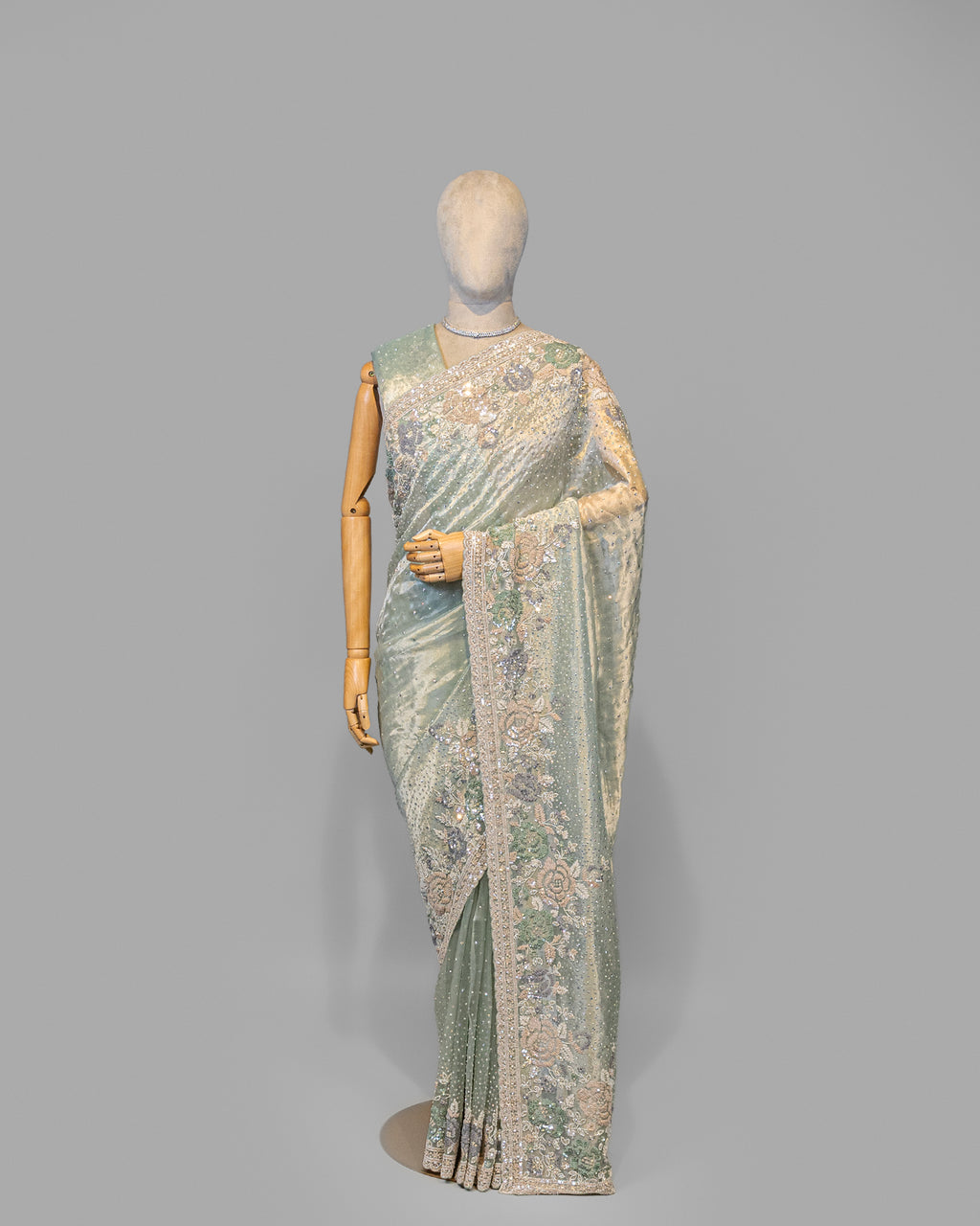 AQUA SOFT TISSUE DESIGNER SAREE