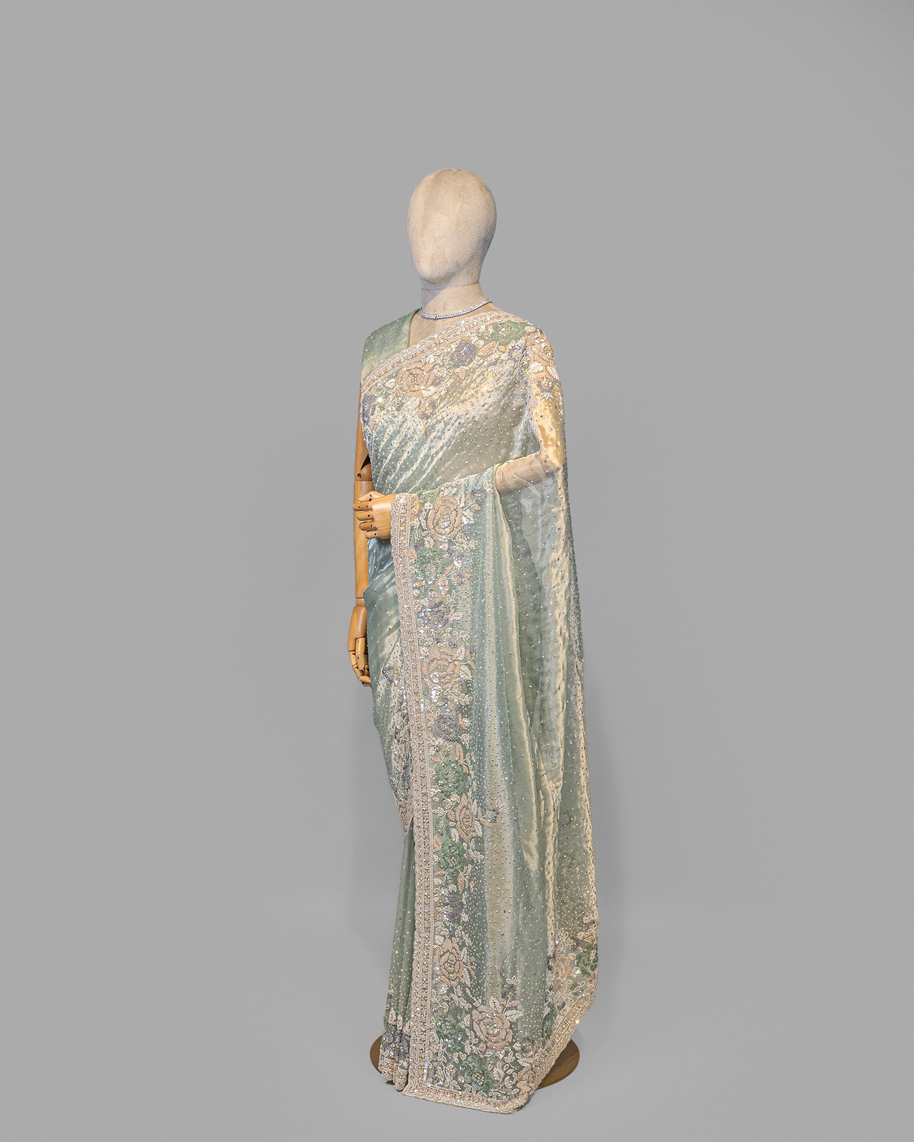 AQUA SOFT TISSUE DESIGNER SAREE
