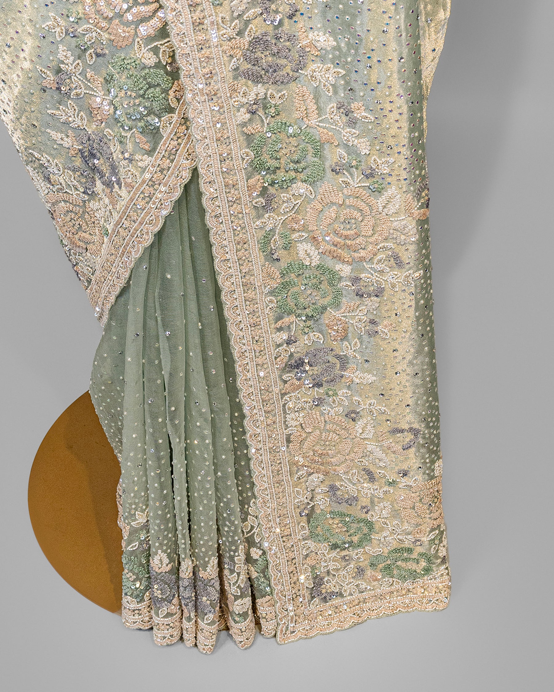 AQUA SOFT TISSUE DESIGNER SAREE