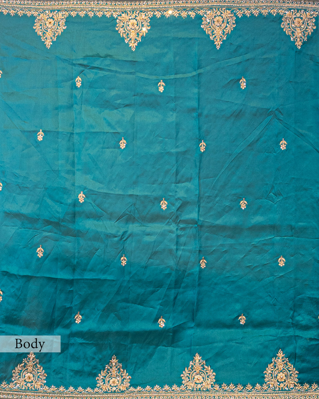 DESIGNER TEAL BLUE ZARDOZI ORAGANZA SAREE