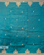 DESIGNER TEAL BLUE ZARDOZI ORAGANZA SAREE