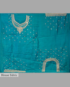 DESIGNER TEAL BLUE ZARDOZI ORAGANZA SAREE