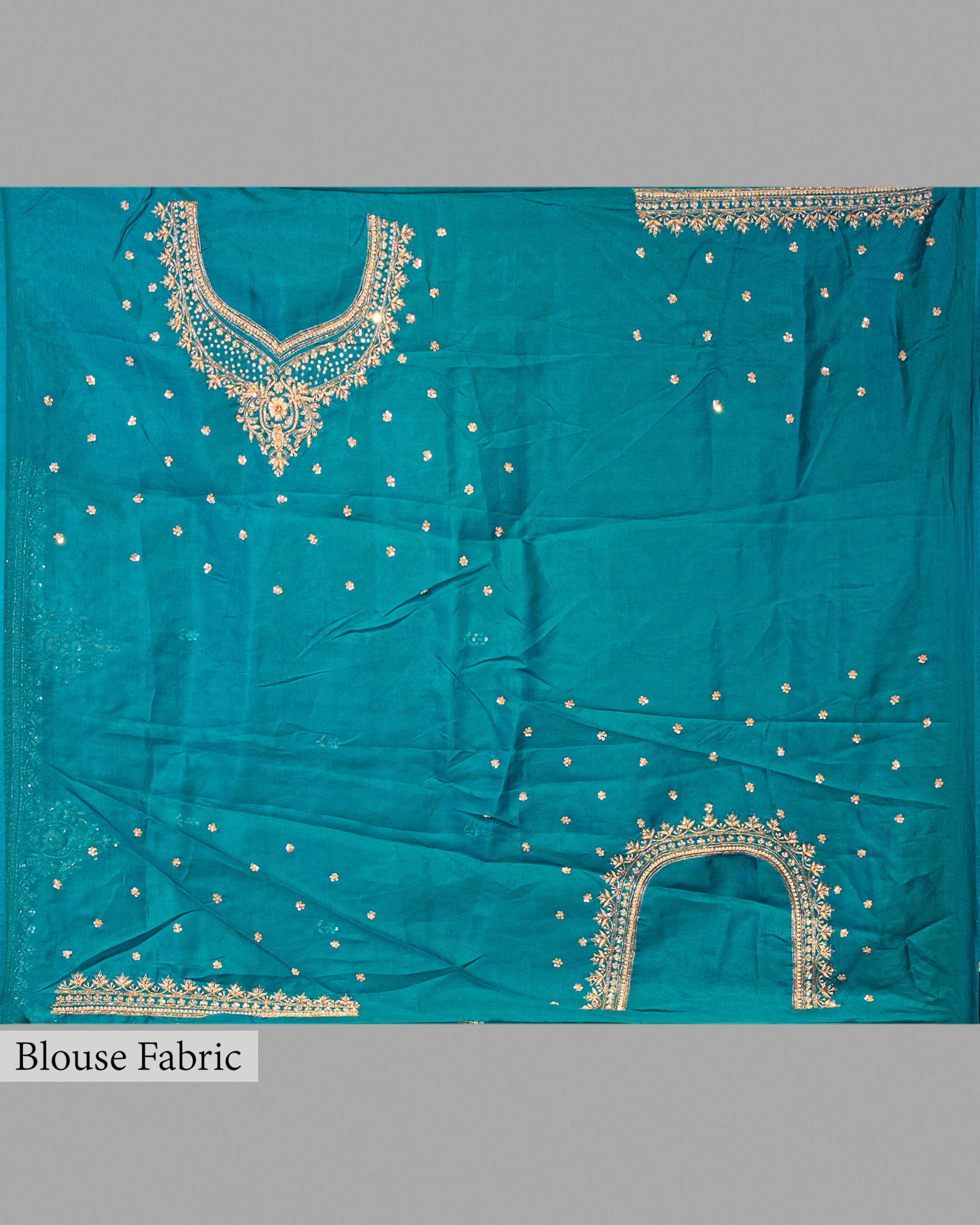 DESIGNER TEAL BLUE ZARDOZI ORAGANZA SAREE