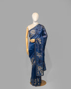 TEAL BLUE DESIGNER ORGANZA SAREE