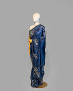 TEAL BLUE DESIGNER ORGANZA SAREE