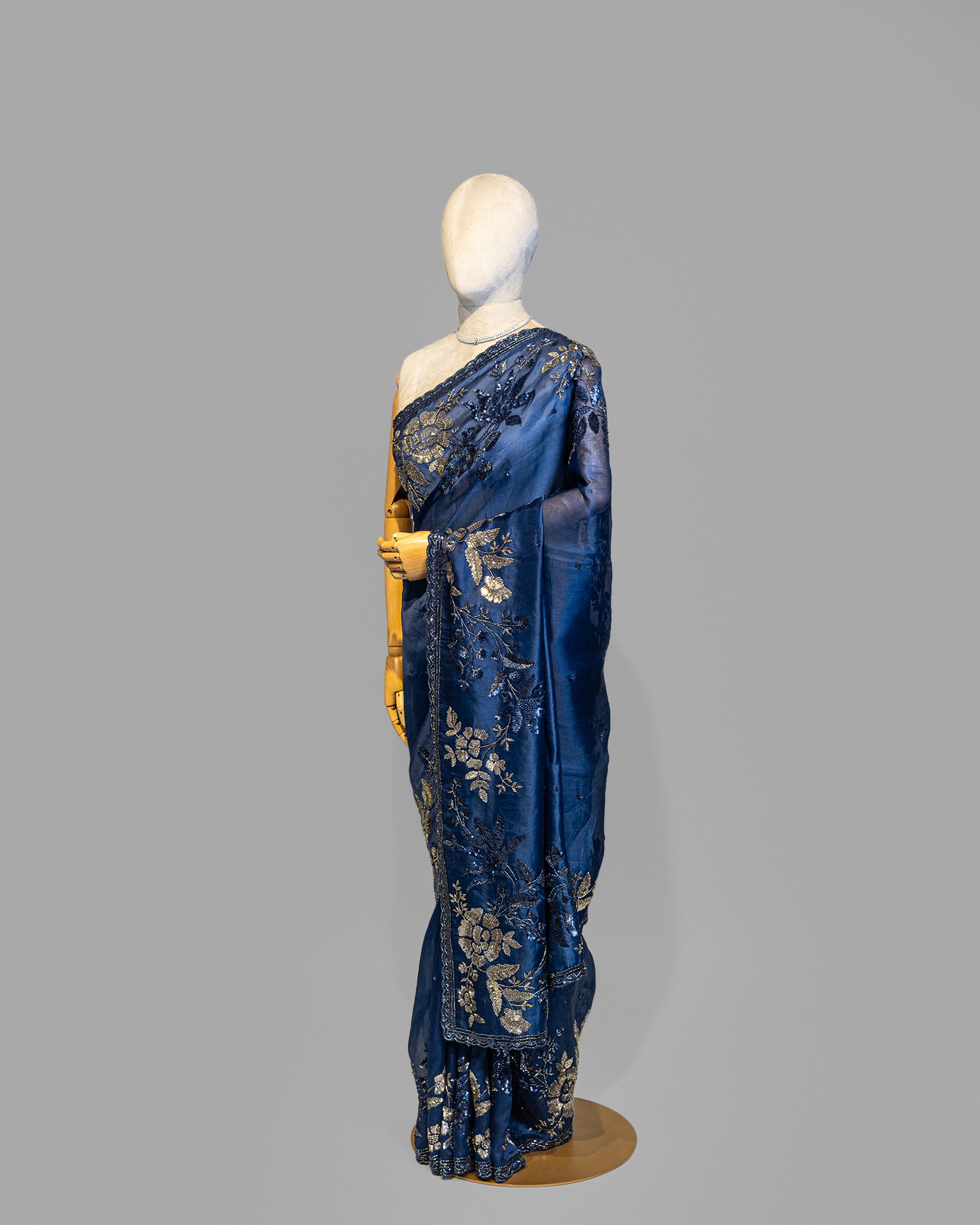 TEAL BLUE DESIGNER ORGANZA SAREE
