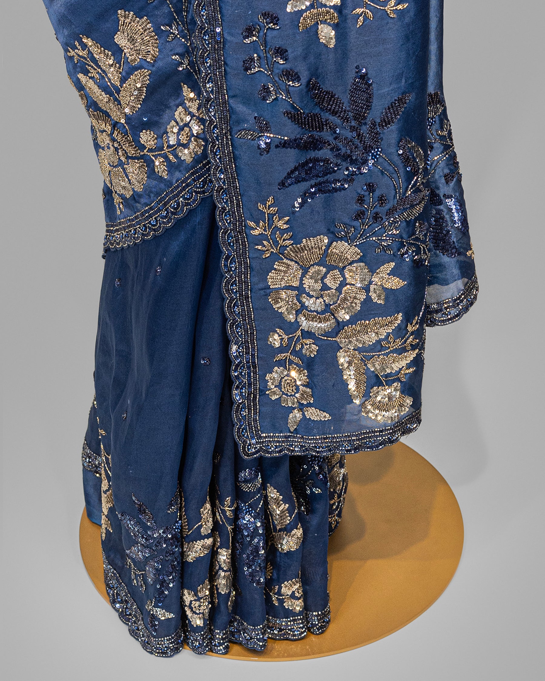 TEAL BLUE DESIGNER ORGANZA SAREE