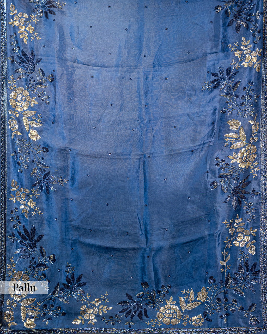 TEAL BLUE DESIGNER ORGANZA SAREE