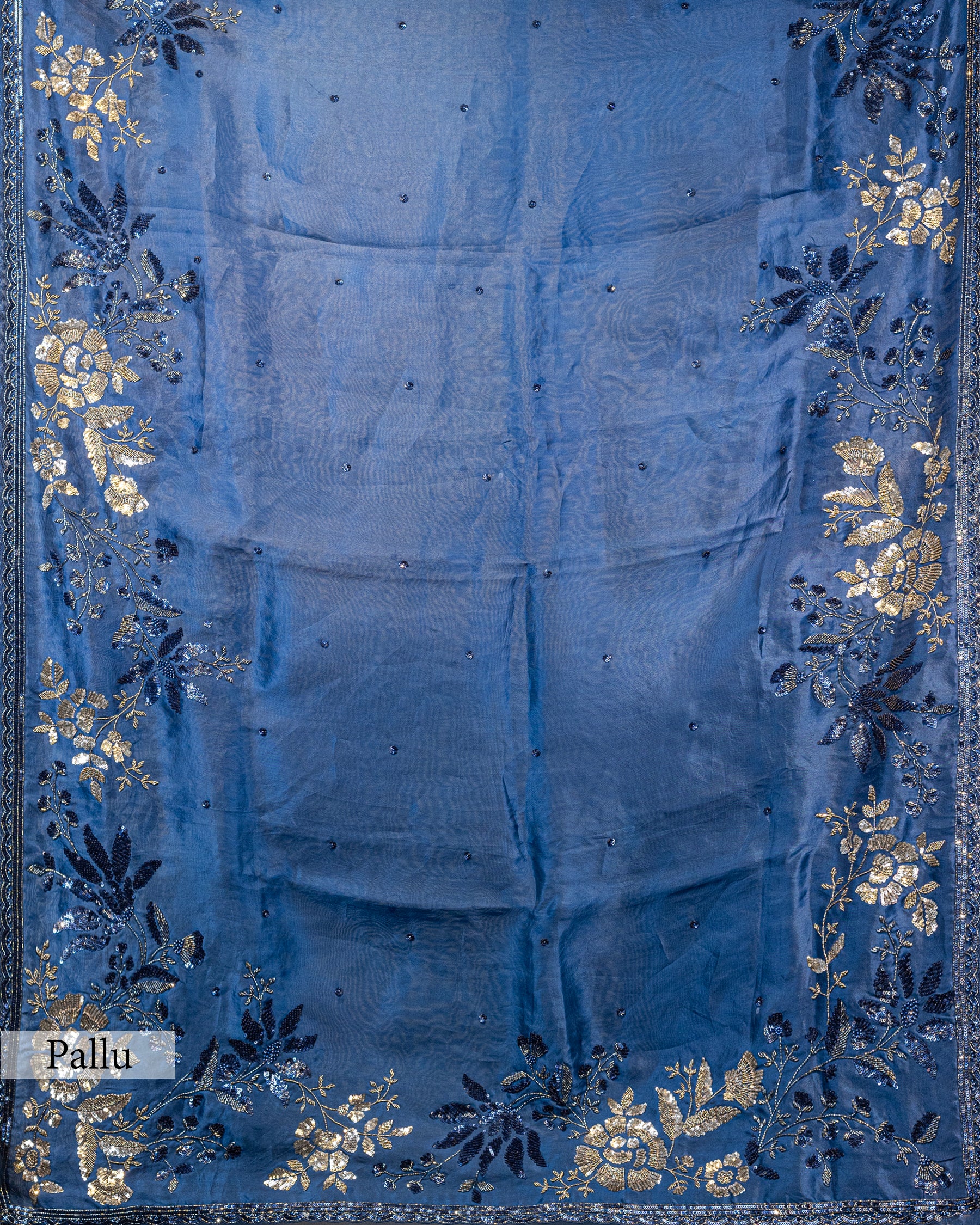 TEAL BLUE DESIGNER ORGANZA SAREE