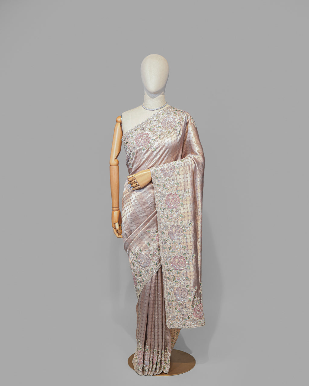 DUSTY MAUVE BANARASI TISSUE SAREE