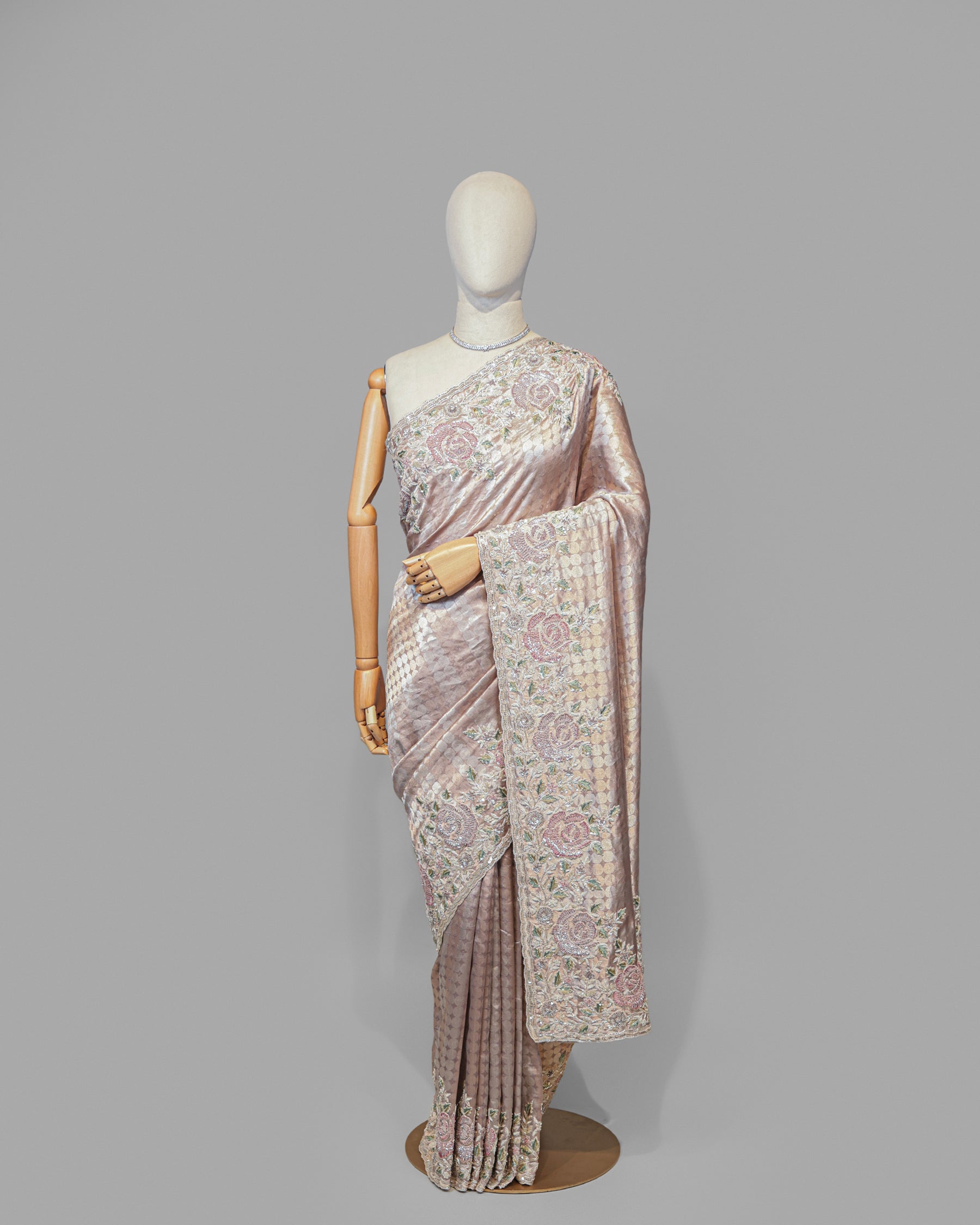 DUSTY MAUVE BANARASI TISSUE SAREE