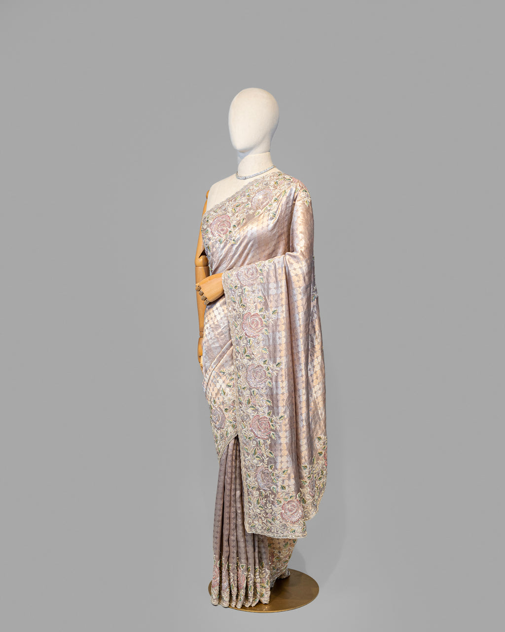 DUSTY MAUVE BANARASI TISSUE SAREE