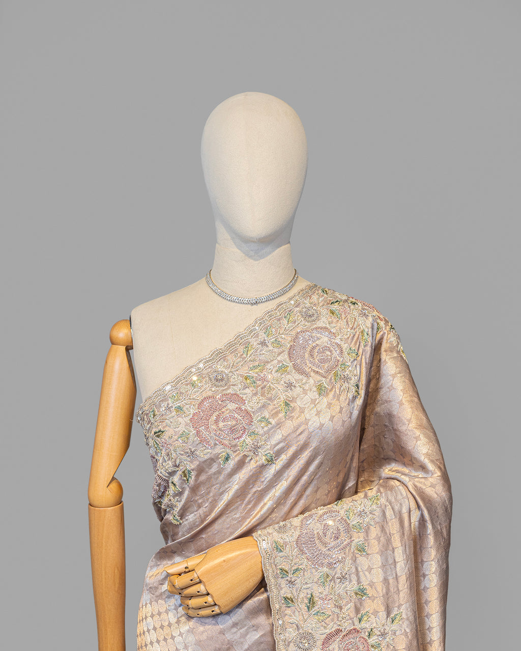 DUSTY MAUVE BANARASI TISSUE SAREE