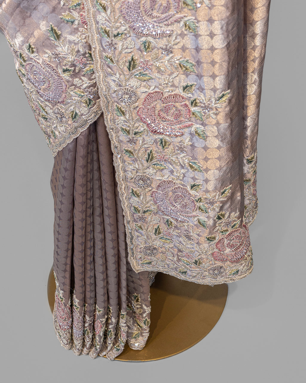 DUSTY MAUVE BANARASI TISSUE SAREE