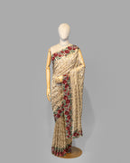 DESIGNER GOLDEN SEQUINS SCALLOP BORDER TISSUE SAREE