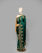 DESIGNER EMERALD GREEN SHAMOZ SILK SAREE