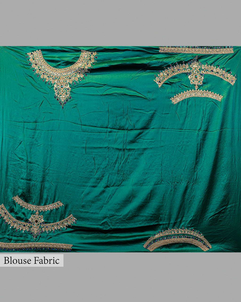DESIGNER EMERALD GREEN SHAMOZ SILK SAREE