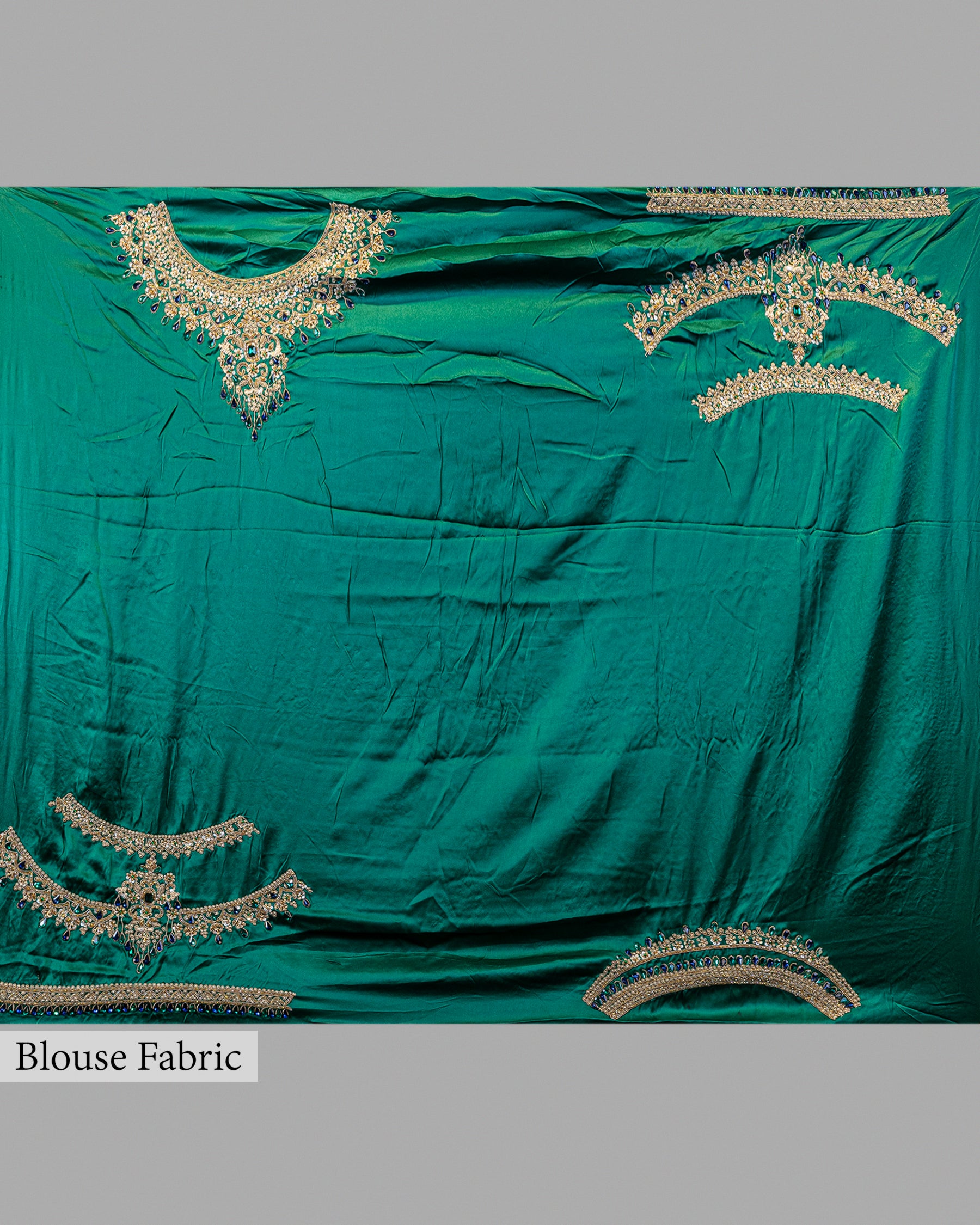 DESIGNER EMERALD GREEN SHAMOZ SILK SAREE