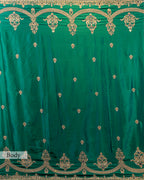 DESIGNER EMERALD GREEN SHAMOZ SILK SAREE