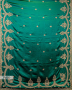 DESIGNER EMERALD GREEN SHAMOZ SILK SAREE