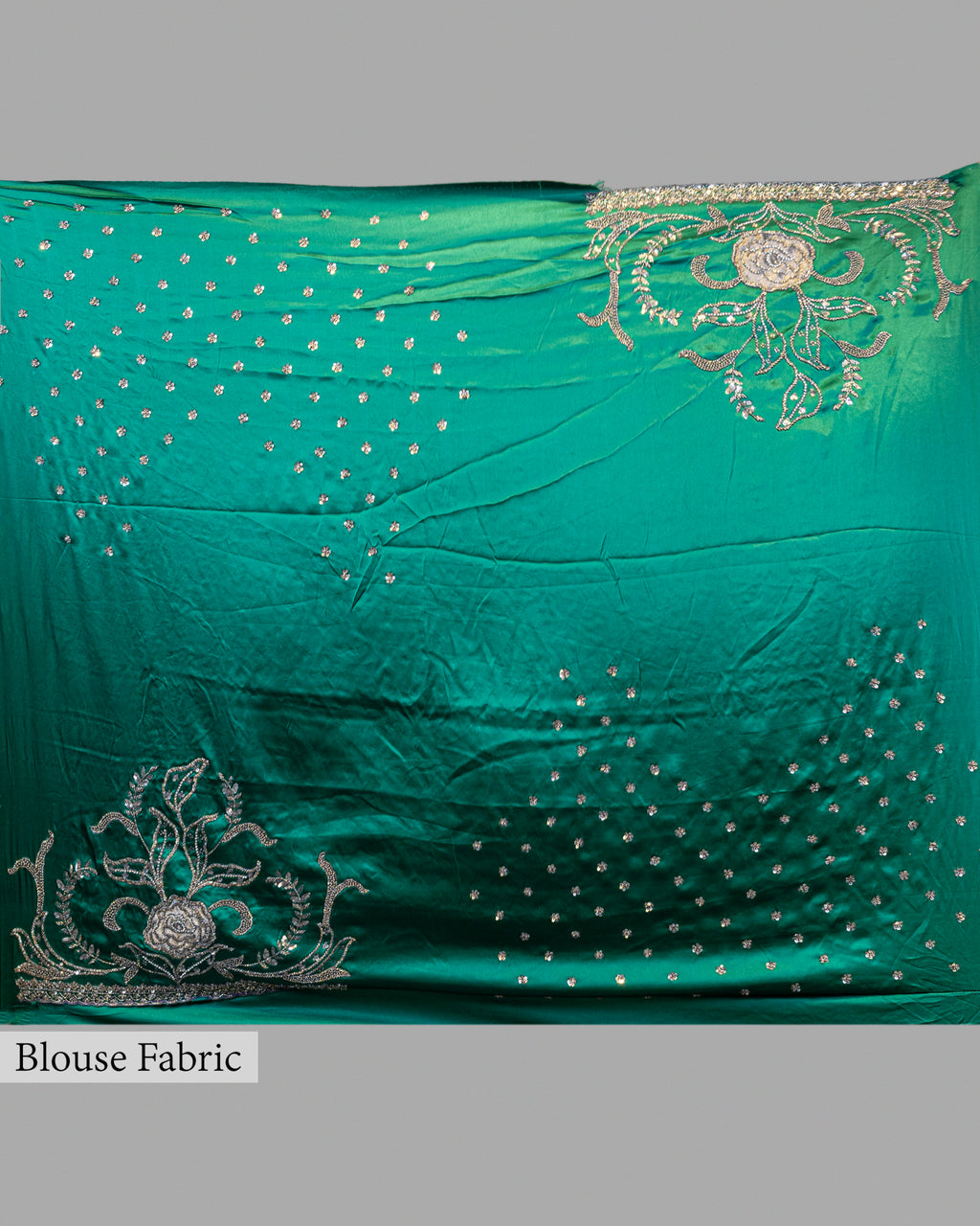 DESIGNER EMERALD GREEN ANTIQUE HANDWORK SILK SAREE