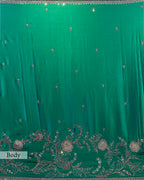 DESIGNER EMERALD GREEN ANTIQUE HANDWORK SILK SAREE
