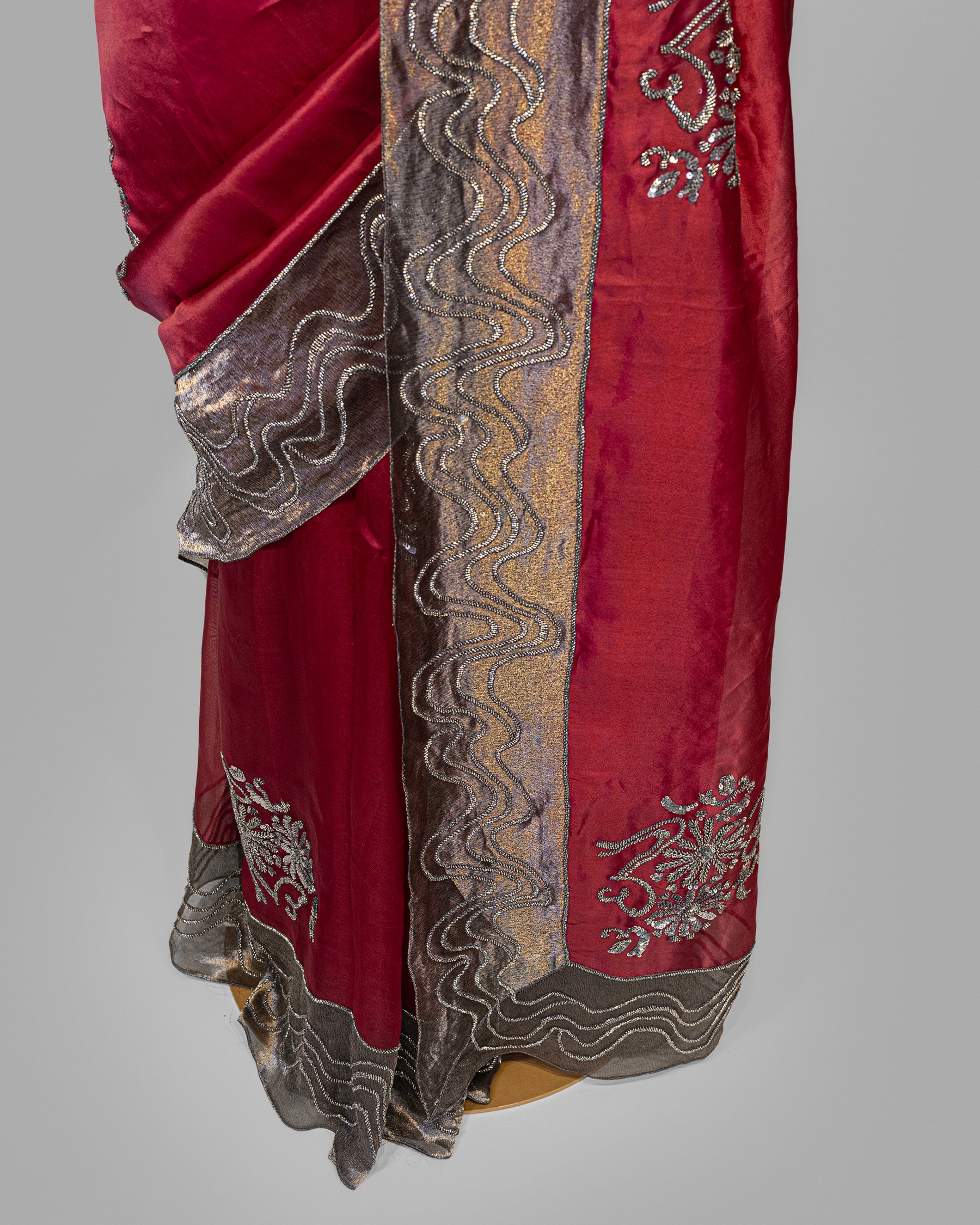 SCARLET RED DESIGNER ORGANZA  SAREE