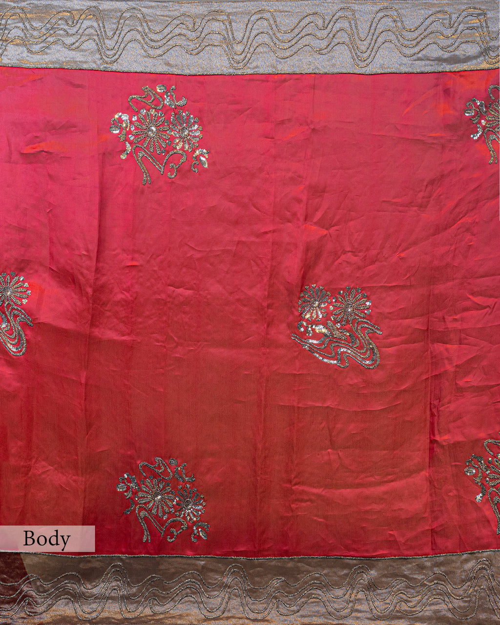 SCARLET RED DESIGNER ORGANZA  SAREE