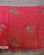 SCARLET RED DESIGNER ORGANZA  SAREE