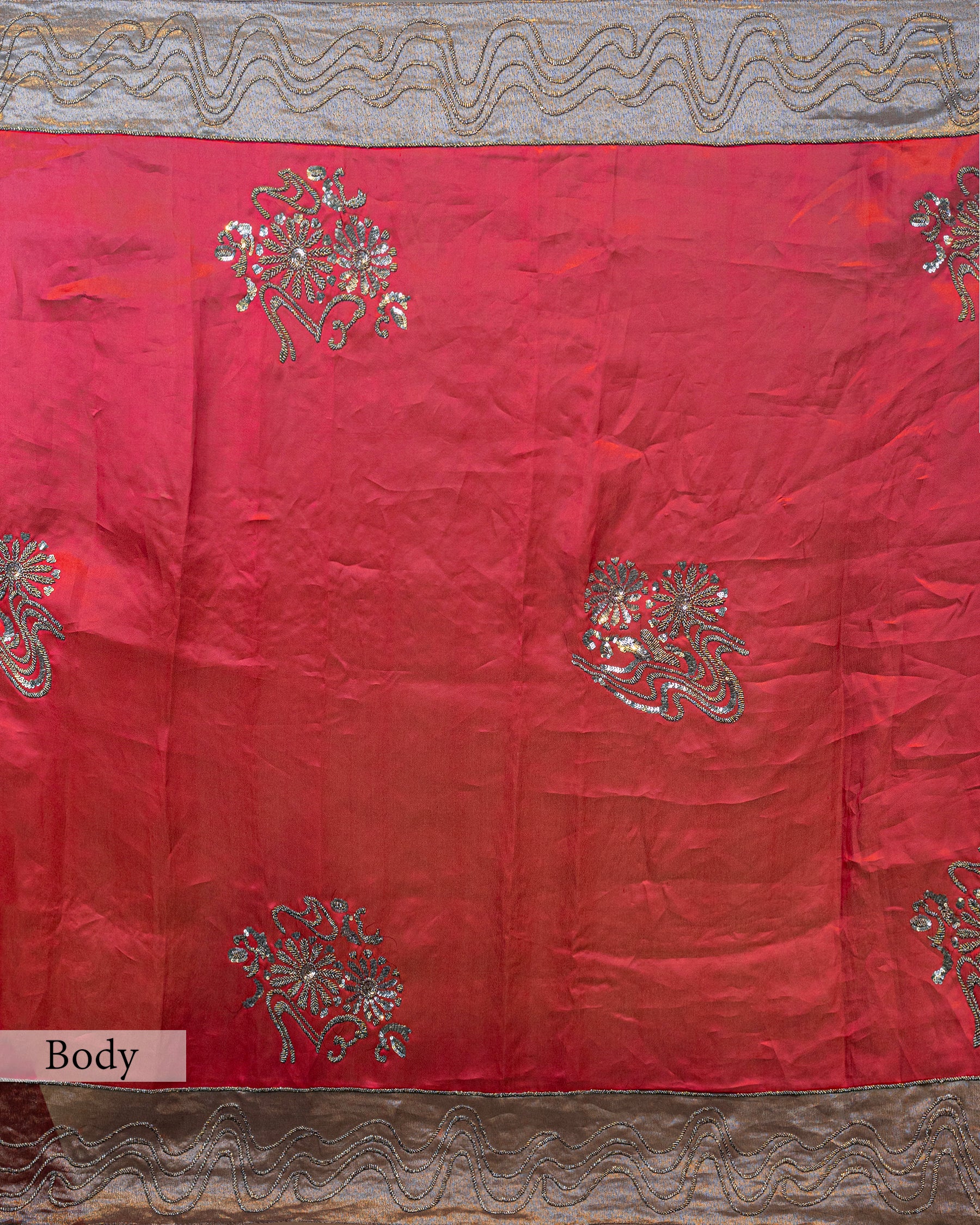 SCARLET RED DESIGNER ORGANZA  SAREE