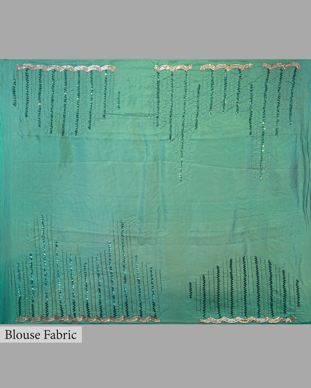 DESIGNER BOTTLE GREEN ANTIQUE WORK ORAGANZA SAREE